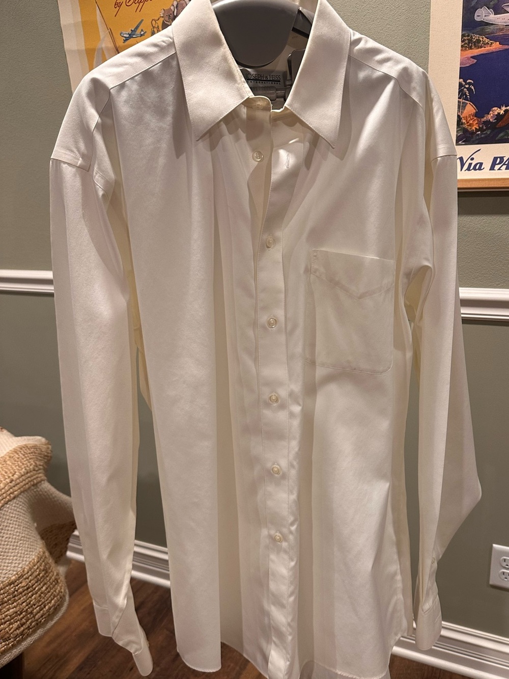 Joseph & Feiss Mens White Dress Shirt-Size 36/37 & Neck Size 16 Non Iron